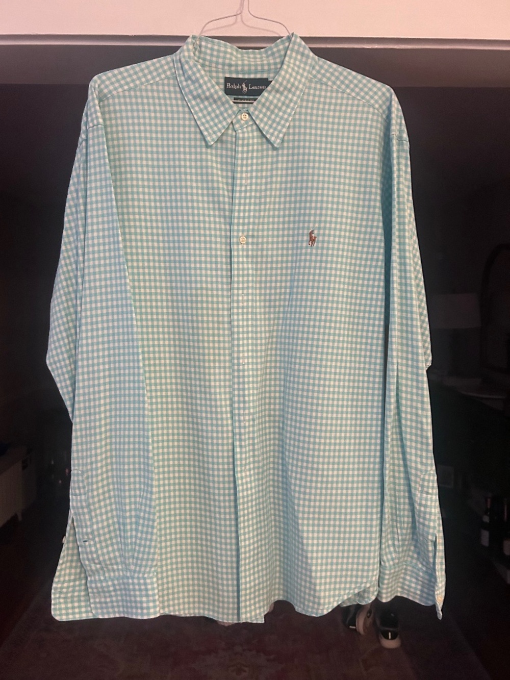 Ralph Lauren Men's Light Blue Gingham Check Shirt XXL Classic Fit